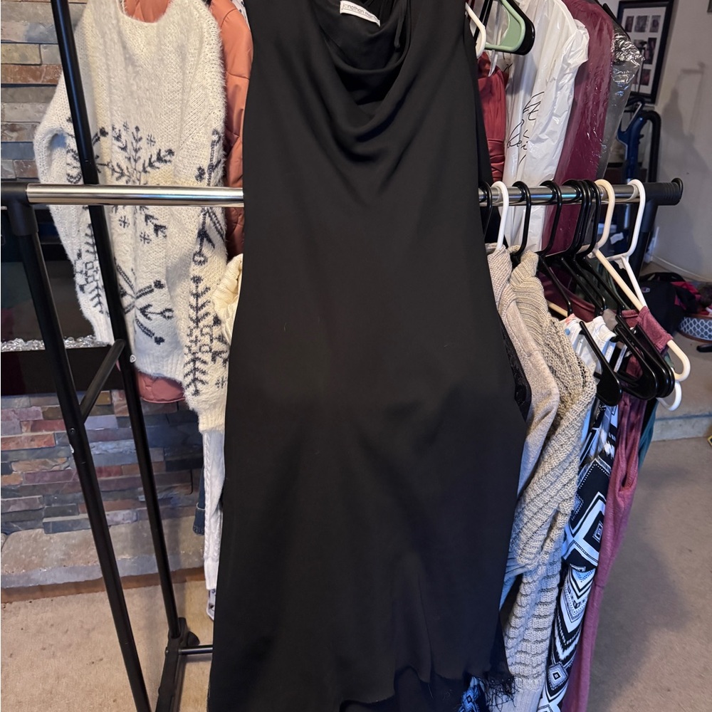 jonathan martin Black Strapless Cowl Neck Dress